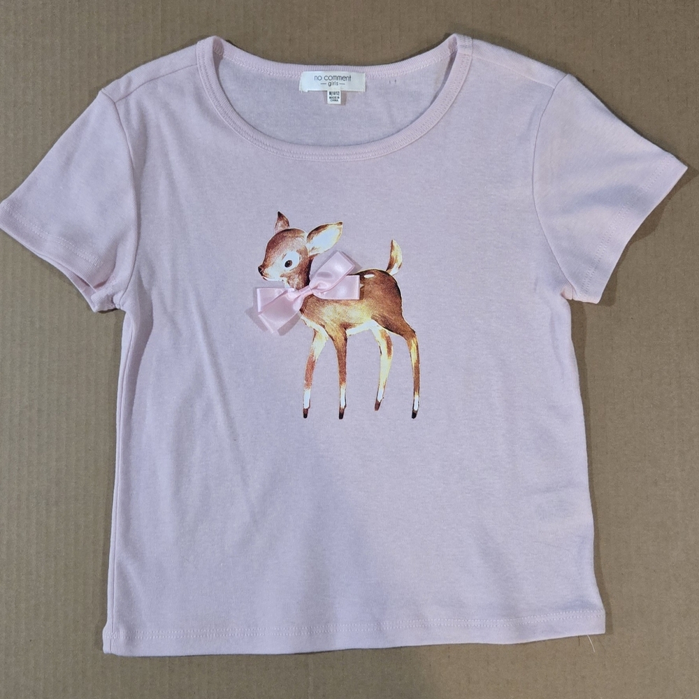 Kids Pink Deer Graphic T-Shirt